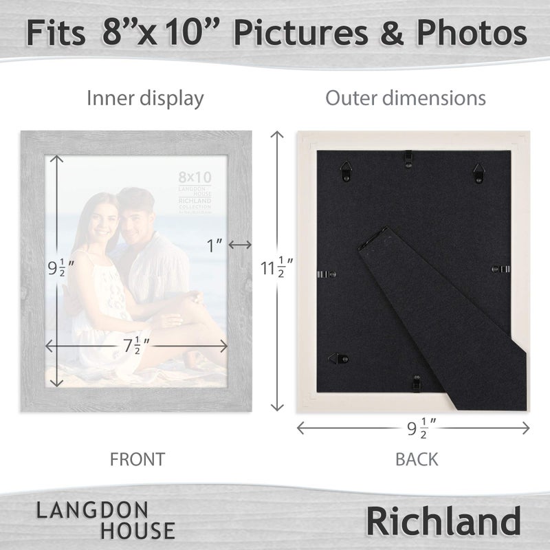 Langdon House 8x10 Picture Frames (Ash Gray, 6 Pack) Woodgrain Style, Richland Collection - Image 2